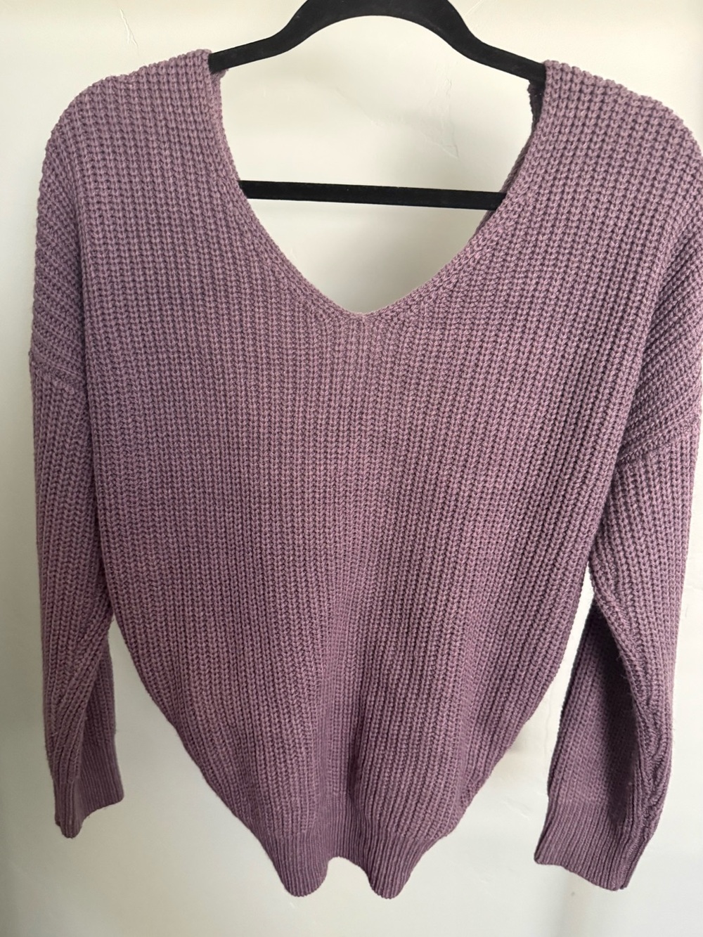 iris Lavender V-Neck Waffle Knit Sweater